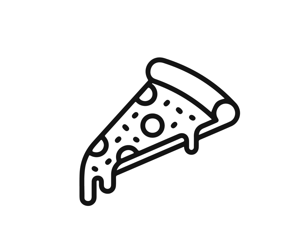 A slice of pizza with one bite taken out.